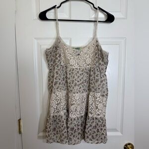 Free Hug‎ Floral Lace Babydoll Top L Cottagecore Tank Tiered Boho Y2K Cami